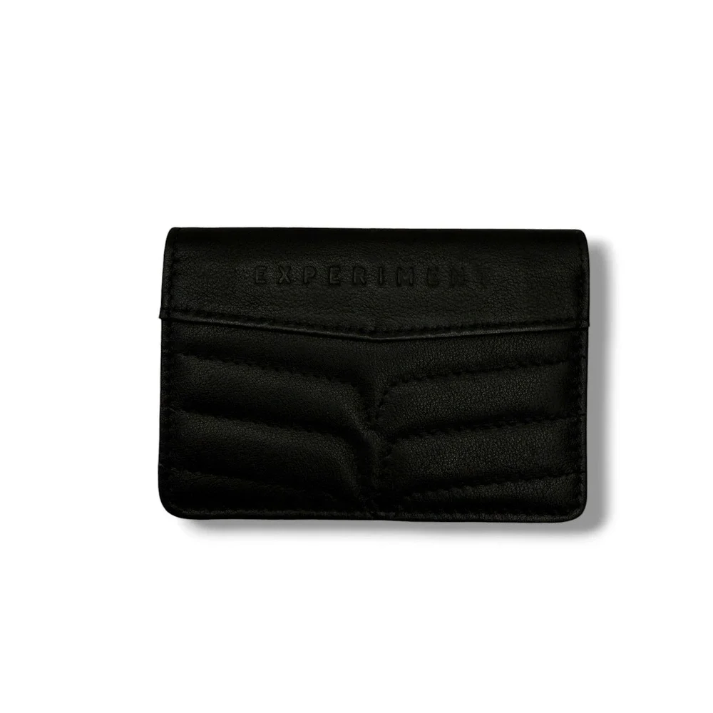 Experiment Bifold Wallet Mens OS Black‎ Quilted Leather Minimalist Logo
